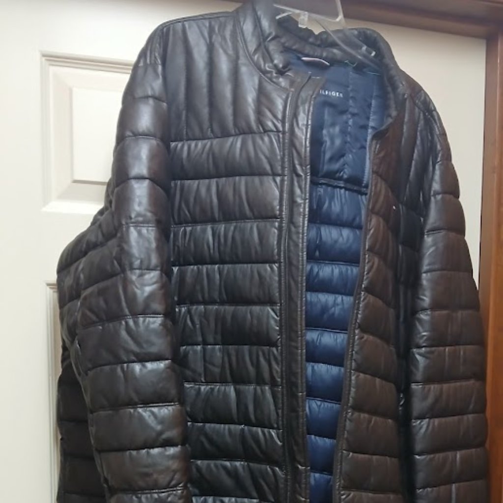 Tommy Hilfiger Mens Quilted Brown Puffer Jacket Size Xxl 2xl Polyurethane
